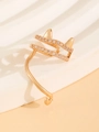Golden cat ear ear cuff with sparkling white zircons for a stylish non-pierced look - Full Zircon Cat Ear Cuff (N-212) / KC Gold