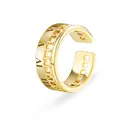 Anillo ajustable de acero inoxidable dorado con números romanos y cadena fina - Sr21062817g / Abierto Ajustable