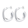 Orecchini a perno geometrici a U in argento minimalista con design in metallo lucido - Colore Acciaio Irregolare