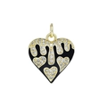 Colgante de corazón chapado en oro de 18K con esmalte negro y pedrería pavé - Negro