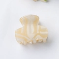 3cm cream marble hair claw clip with acetate fan-shaped design for half-up hairstyles - Off-white