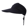 Women's black open top sun hat with ice cool fabric and foldable ribbon design - One Size / Black