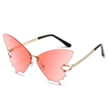 Randlose Schmetterlings-Sonnenbrille mit rosa Verlaufsgläsern und goldenen Metallbügeln - Goldener Rahmen Farbverlauf Braun C7