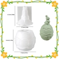 Easter rabbit egg storage box silicone mold with dimensions in centimeters and inches - Little Rabbit Easter Egg Storage Box