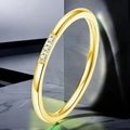 Minimalist gold-plated stainless steel ring featuring three parallel inset zircons - 10-D-5 Gold 3-Stones 1mm / Size 10