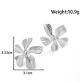 Orecchini vintage a fiore in acciaio inossidabile argento con dettagli su peso e misure - Stile Floreale / Argento