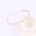 Silver metal headband featuring teardrop crystals and faux pearls in a floral leaf design - Style 20-Silver