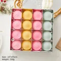 Christmas tree ball set with 16 flocked and matte ornaments in pink, yellow, and blue colors - 16 Pieces Pack / Macarons