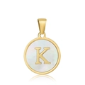 18k gold plated round letter K pendant necklace with white shell inlay for women - Letter K Style