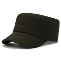 Men's minimalist army green flat top cap in durable cotton canvas with premium stitching - Adjustable / Army Green