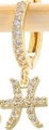 Pisces zodiac charm earrings in gold finish with sparkling white zircon inlays - Pisces