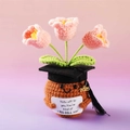 Handmade graduation potato crochet doll with pink tulips and 2025 graduation cap - Graduation Cap Lily of the Valley Pink
