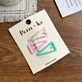 Lot de 3 barrettes triangulaires avec motifs floraux roses, rose mat et vert menthe - Fleur + Rose + Vert