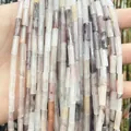 Macro shot of 4x13mm natural stone cylinder beads for DIY jewelry making and crafts - 4x13mm Tube/Strand / Natural Violet Stone