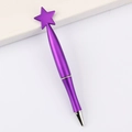 Metallic purple ballpoint pen featuring a decorative star-shaped top design - Pentagram / Purple