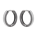 Elegant gunmetal hoop earrings for women featuring pave-set sparkling white cubic zirconia - Gunmetal