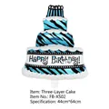 Detailed view of 3-layer cake foil balloon with Happy Birthday print and 44x64cm size - Three-Layer Cake Balloon (Blue)