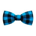 Pet bow tie accessory featuring a classic blue and black buffalo plaid pattern - Blue & Black Plaid
