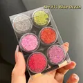 6-grid glitter gel set with multi-color large sequins and applicator brushes - Set 11# Blue Ocean