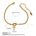 Gold finish stainless steel heart knot bracelet with crystal-studded letter T charm - Letter T Rhinestone Gold Bracelet (SL100 White Rhinestone T)
