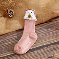 Calcetines navideños rosas para bebé con suela antideslizante y figura de Papá Noel 3D - XS / Niña Festiva Rosa
