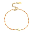 Bohemian gold stainless steel chain bracelet with orange beads and lightning charm - Gold-Orange Beads