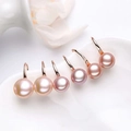 Pinkish purple pearl drop earrings with rose gold S925 silver hooks in various sizes - White Gold / 6mm Purple Natural Pearl Earrings