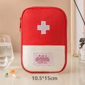 Portable red and beige oxford cloth first-aid pouch with cross logo in 10.5x15cm size - Small / Red