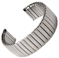 Universal silver stainless steel stretch watch band with polished finish elastic segments - 20mm / Matte Silver
