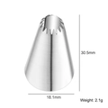 Small stainless steel piping nozzle for cake decorating with sawtooth tip and 18.1mm base - Pattern 32