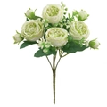 Realistic light green artificial rose bouquet for home decor and wedding arrangement - 5-Head Peony / Green