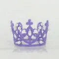 Elegant purple mini crown for cake topper or hair accessory with pearls and heart patterns - Plastic / Purple without Rhinestones