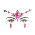 Pink and silver rhinestone face jewel stickers for music festival party decoration - HF-042 Pink Silver