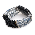 Beaded Apple Watch strap with faceted black and blue sapphire beads and gold accents - C-wb220002b / L1（38/40/41）