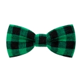 Green and black buffalo plaid pet bowtie with classic checkered pattern for cats and dogs - Green Black Grid