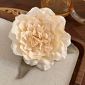 Elegant cream fabric flower hair claw clip with green leaves for women's hair styling - Creamy Yellow Flower