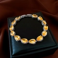 Bracelet élégant en argent avec zircons jaunes taille poire et fermoir pliable - Style 59# Jaune Goutte d'eau