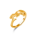 Verstelbare gouden dinosaurus ring met gepolijste dierenvorm in minimalistische stijl - Gouden Tyrannosaurus