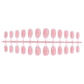 Faux ongles amande rose avec pointes French pailletées argentées sur support - En Bande (24 Pièces) / Paillettes Argentées Françaises Rose Nude (B1-14053)