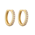 Elegant gold-plated hoop earrings with micro-p鑲ed white zircon stones for women - 14mm (1 Pair) / Gold