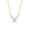 Elegante gouden vlinderketting met marquise en rond geslepen stenen - Vlinder (A2707) / Goud