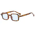 Classic tortoise shell square frame sunglasses with light blue lenses and metal hinge - Leopard Frame Blue Lens