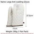 Guantes de horno acolchados blancos resistentes al calor con protección de 37,5cm - 1 Par / Blanco Crema Grande