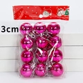 Set aus 12 glänzenden rosa 3 cm Weihnachtskugeln mit silbernen Aufhängeschnüren - 12 Stück/Packung (3CM) / Glänzend Rosarot