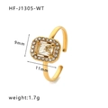Adjustable golden ring with rectangular zircon and micro-pave detailing (1.7g weight) - Rectangle White (HF-J1305-WT)