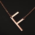 Elegant rose gold letter F pendant necklace with minimalist mirror polished chain for women - Rose Gold F