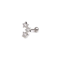 Close-up of silver triple star stud earrings with zirconia and screw ball backings - Triple Star Style (8#)