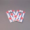 Mini plastic gift bags with red floral and blue stripe patterns with cutout handles - No.106-Red Flower Blue Stripe