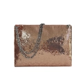 Bolso bandolera cuadrado de lentejuelas oro rosa con elegante cadena de metal plateado - Rosa / Talla única