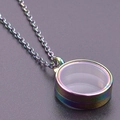 Rainbow stainless steel floating locket necklace with glass window in round shape - Inner Diameter 15mm / Colorful
